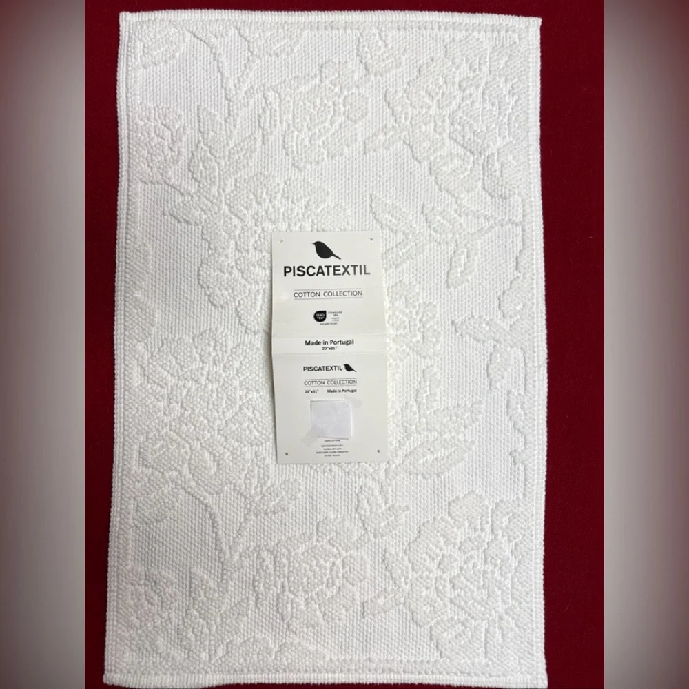 Piscatextile Bath Rug COTTON OEKO-TEX White 20 X31” Made In Portugal NWT